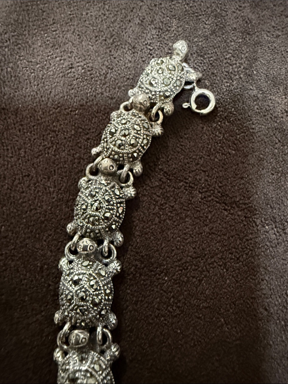 Turtle Link Bracelet - Sterling Silver marcasite 7 inches